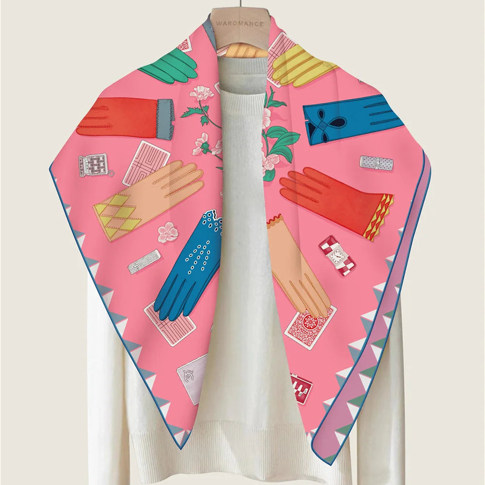 Magic Gloves Pink Double Print Scarf / 90cm