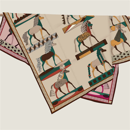 Horse Mane Beige Double Print Scarf / 90cm