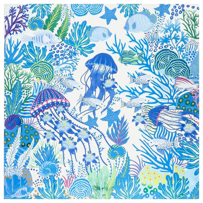 Ocean World Blue Silk Scarf / 130cm