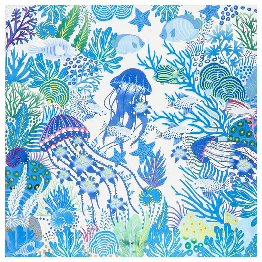 Ocean World Blue Silk Scarf / 130cm
