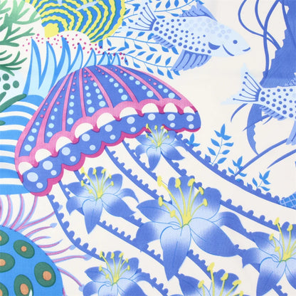 Ocean World Blue Silk Scarf / 130cm