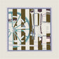 Wheel Stripes Blue Double Print Scarf / 90cm