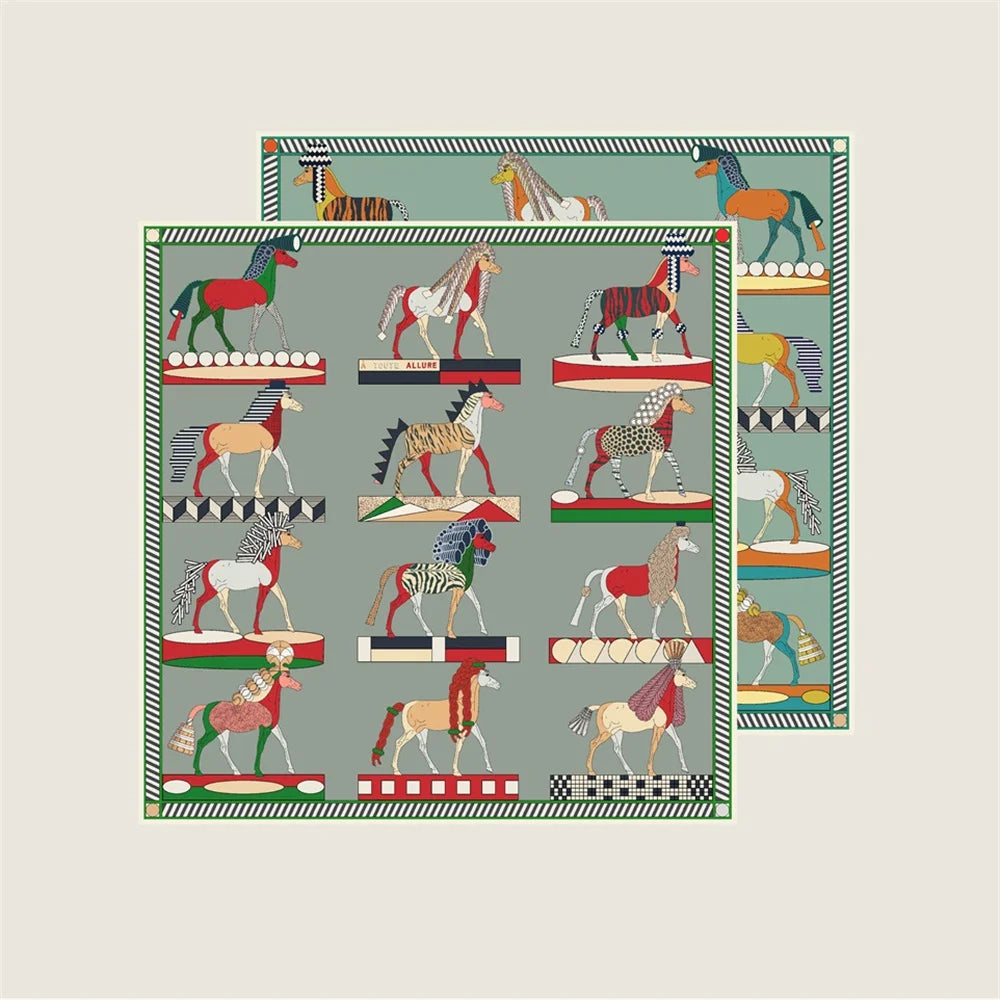 Horse Mane Green Double Print Scarf / 90cm