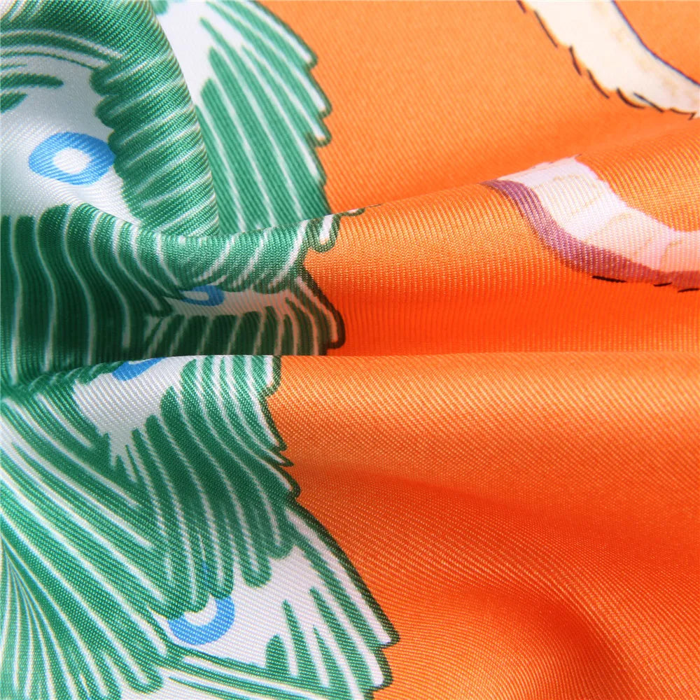 Gala Orange Silk Scarf / 90cm