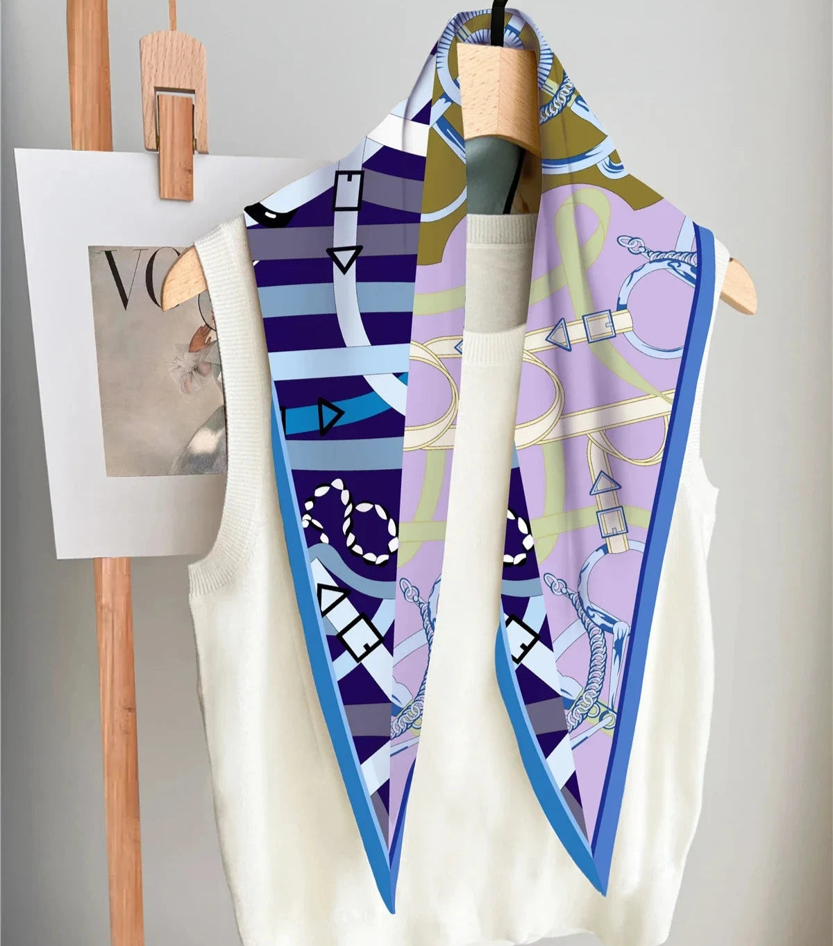 Reins Blue Silk Diamond Scarf