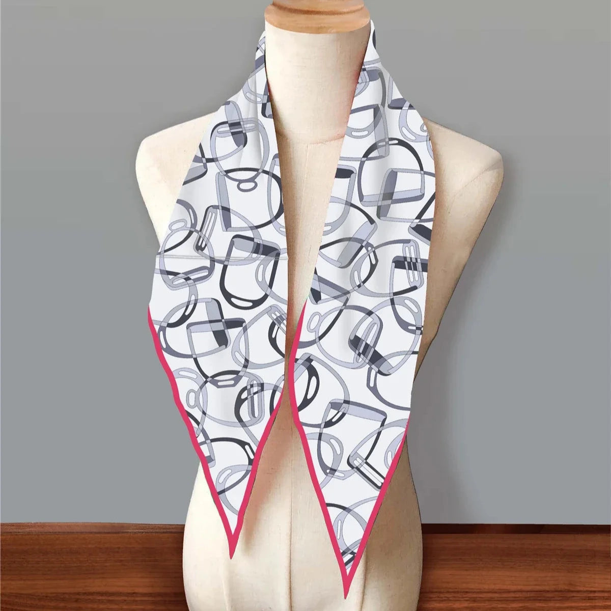 Stirrups Gray Silk Diamond Scarf