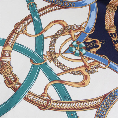 Stirrup Navy Silk Scarf / 90cm