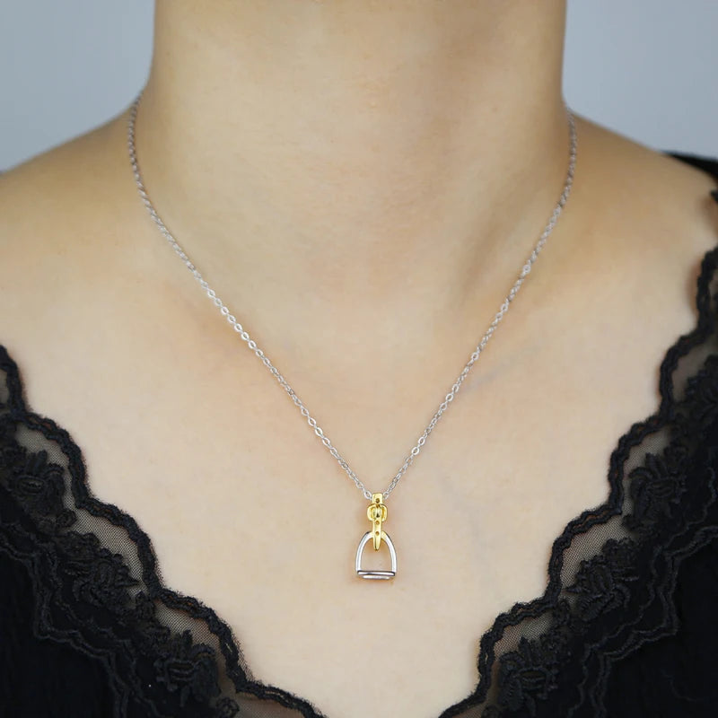 Stirrup Pendant Necklace (Gold and Platinum Plated)