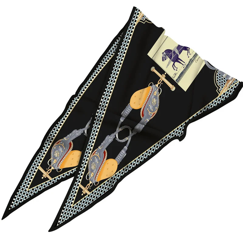 Carriage & Saddle Black Silk Diamond Scarf