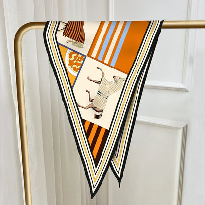 Adrina Orange Silk Diamond Scarf