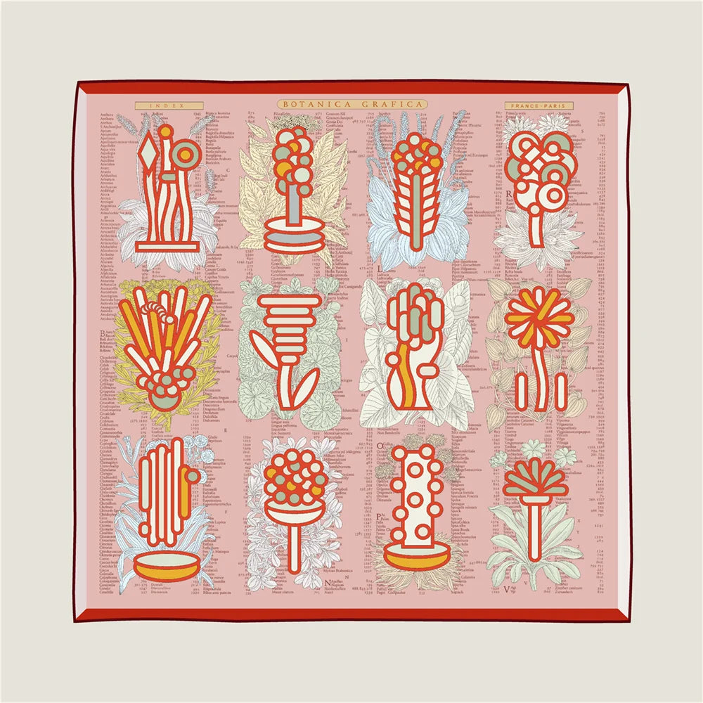 Plant Catalog Red Double Print Scarf / 90cm