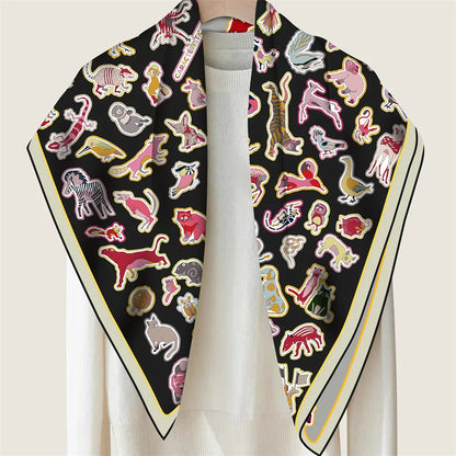 Animals Black & Gray Double Print Scarf / 90cm