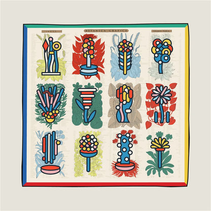 Plant Catalog White Double Print Scarf / 90cm