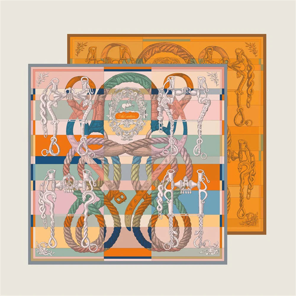 Rope Orange Double Print Scarf / 90cm