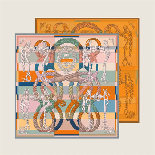 Rope Orange Double Print Scarf / 90cm