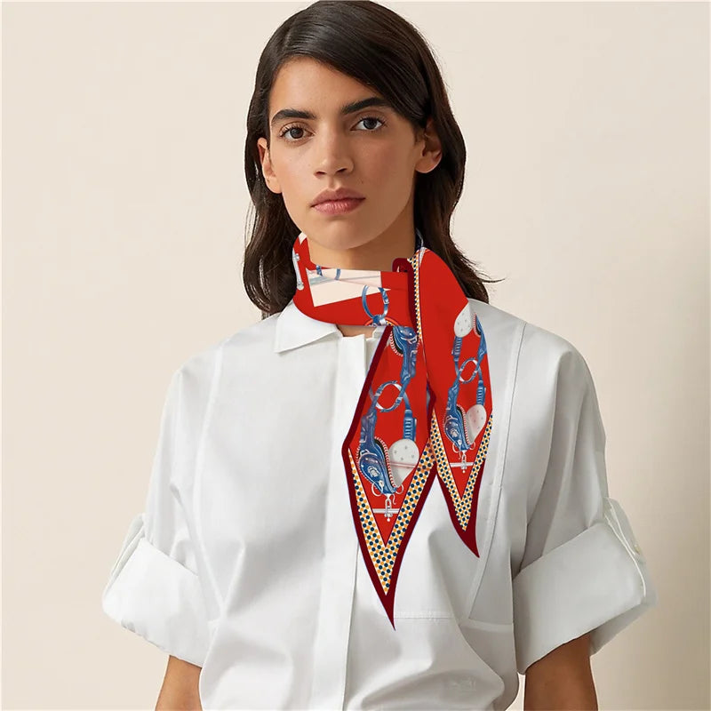 Carriage & Saddle Red Silk Diamond Scarf