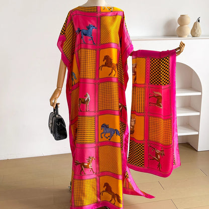 Rose Red Licinia Kaftan Dress & Scarf Set