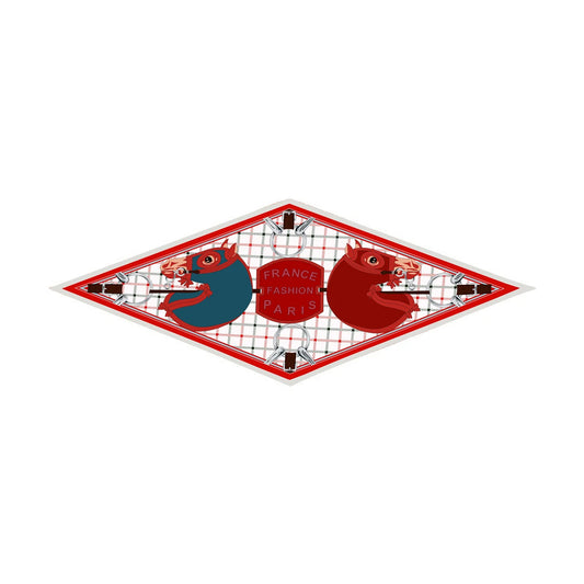Head Red Silk Diamond Scarf