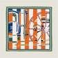 Wheel Stripes Orange & Blue Double Print Scarf / 90cm