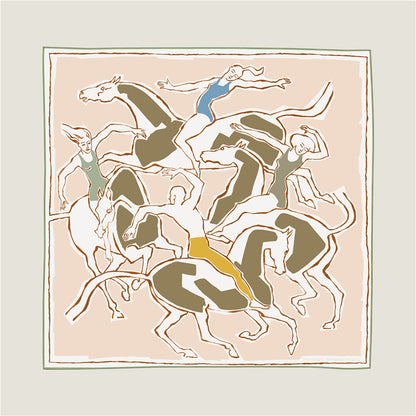 Horse Dancer Blue Double Print Scarf / 90cm