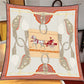 Carriage Gray Silk Scarf / 90cm