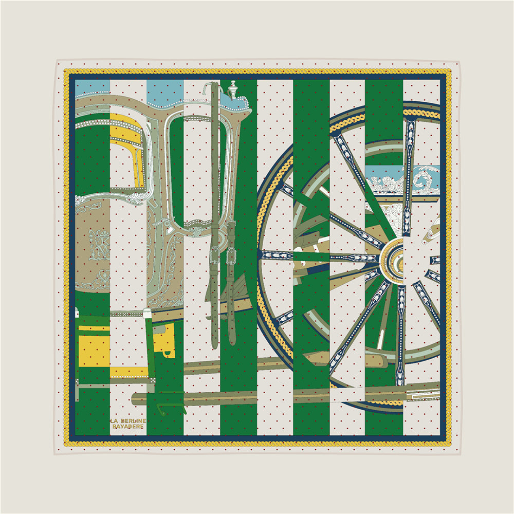Wheel Stripes Green Double Print Scarf / 90cm