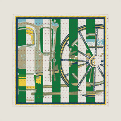 Wheel Stripes Green Double Print Scarf / 90cm
