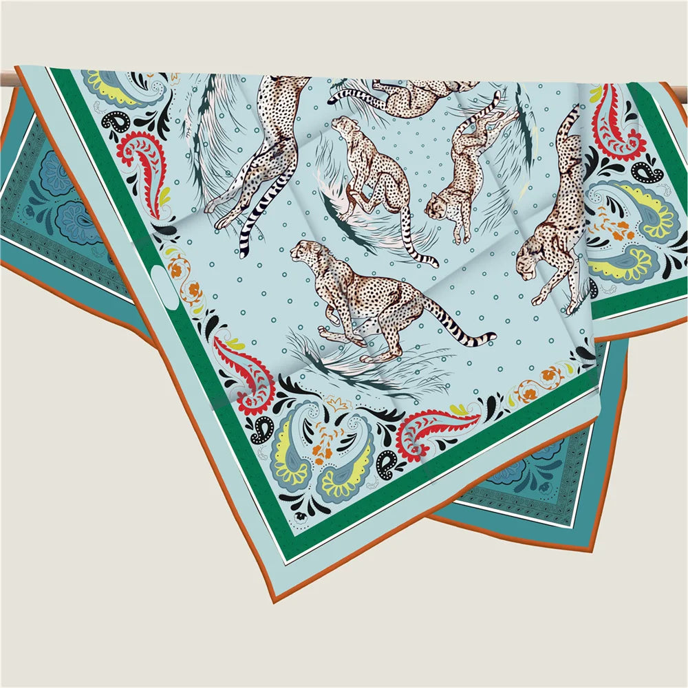 Leopard Green Double Print Scarf / 90cm
