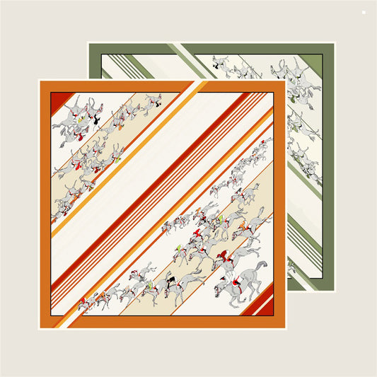 Horse Race Orange Double Print Scarf / 90cm