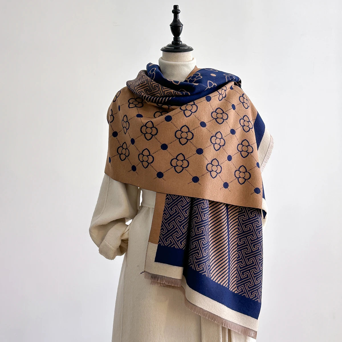 Malina Pashmina Scarf Navy