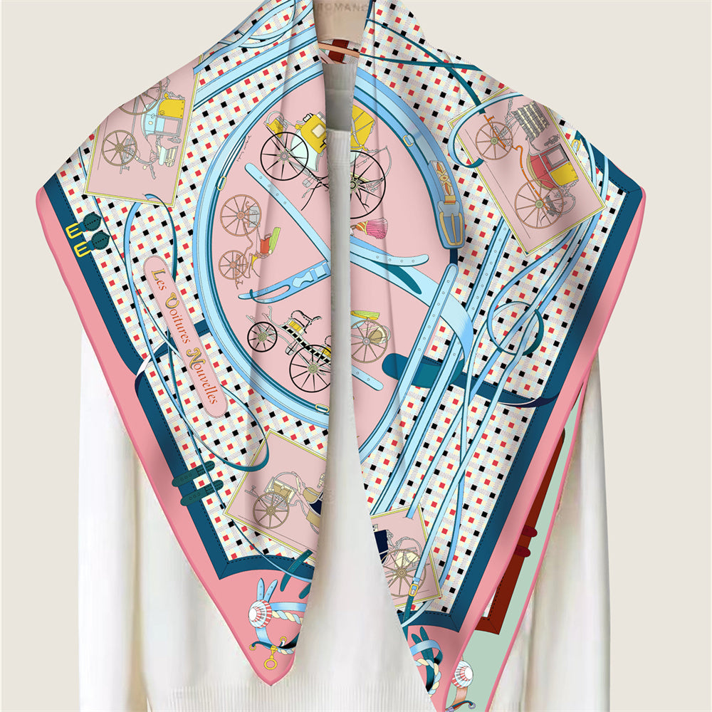 Carriage Pink Double Print Scarf / 90cm