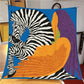 Zebra Wings Blue Silk Scarf / 90cm