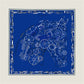 Horse Head Blue & Brown Double Print Scarf / 90cm