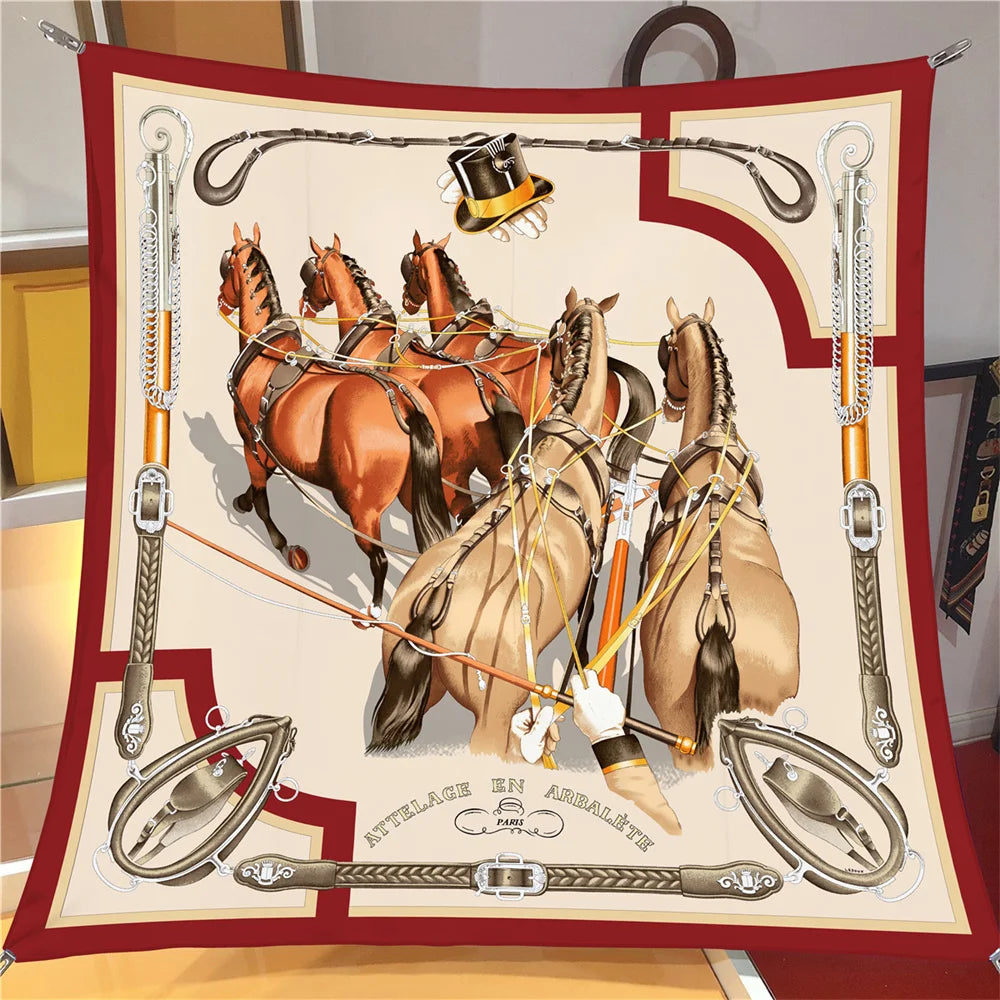 Carriage Horses Silk Scarf / 90cm