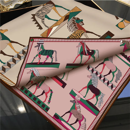Horse Mane Beige Double Print Scarf / 90cm