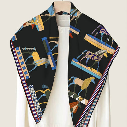Horse Mane Black Double Print Scarf / 90cm