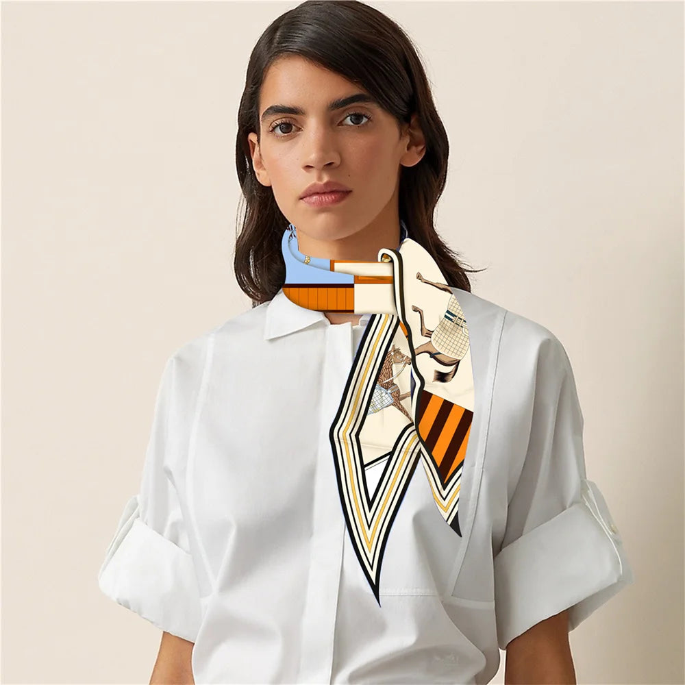 Adrina Orange Silk Diamond Scarf