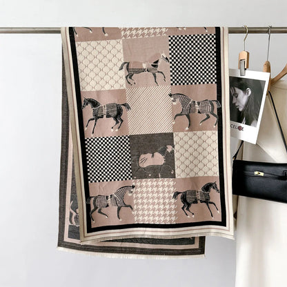 Tirena Pashmina Scarf Nude & Black