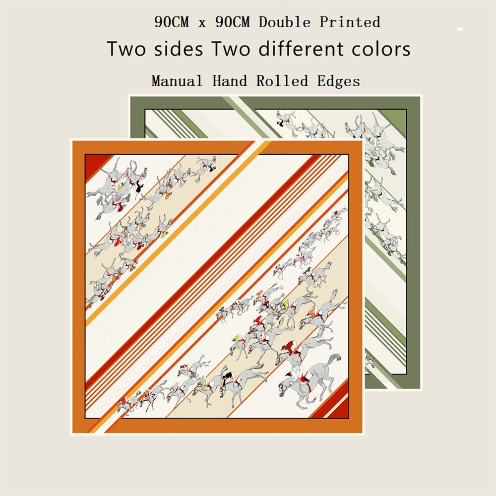 Horse Race Orange Double Print Scarf / 90cm