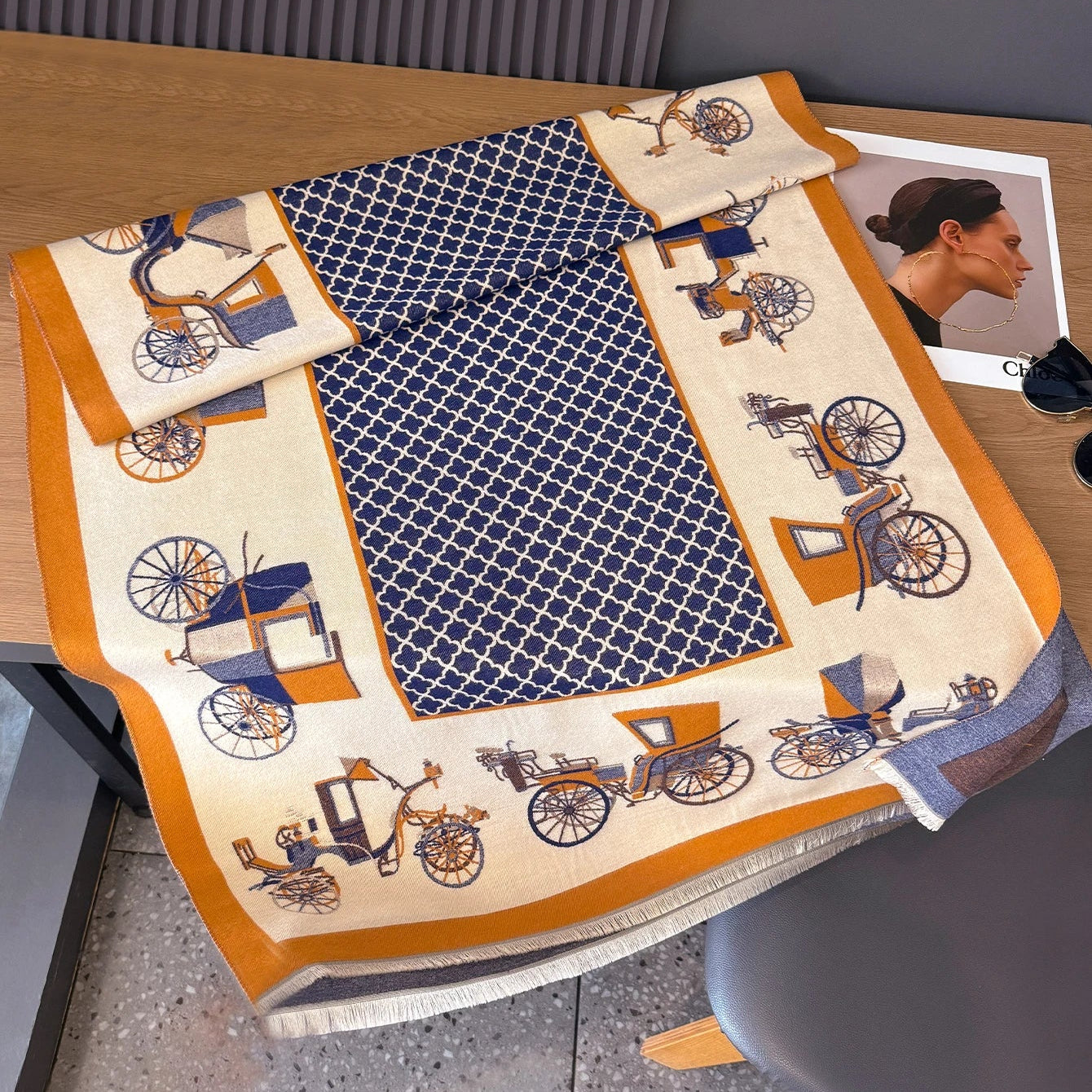 Odette Pashmina Scarf Blue