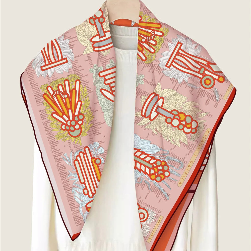 Plant Catalog Red Double Print Scarf / 90cm