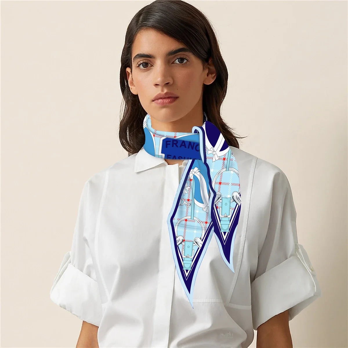 Head Blue Silk Diamond Scarf