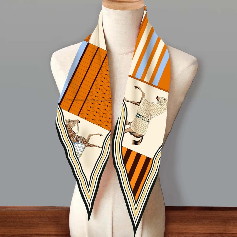 Adrina Orange Silk Diamond Scarf