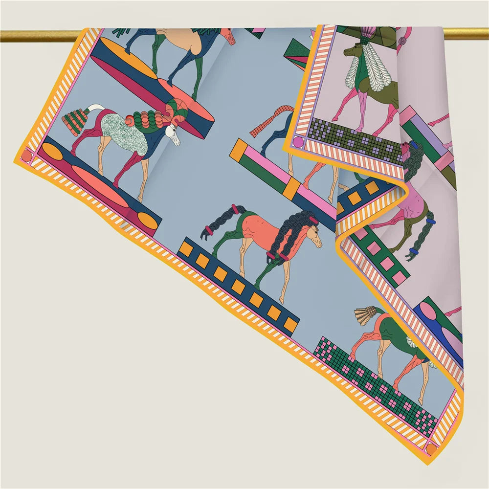 Horse Mane Blue Double Print Scarf / 90cm