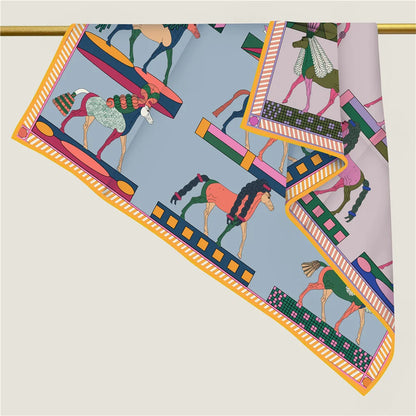 Horse Mane Blue Double Print Scarf / 90cm