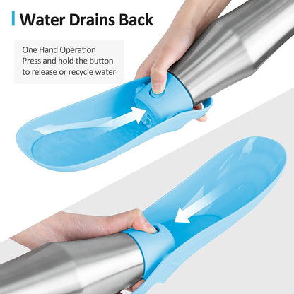 Insulated Dog Water Bottle | Stainless Steel | Portable & Foldable | Leak-Proof | 27oz/750ml