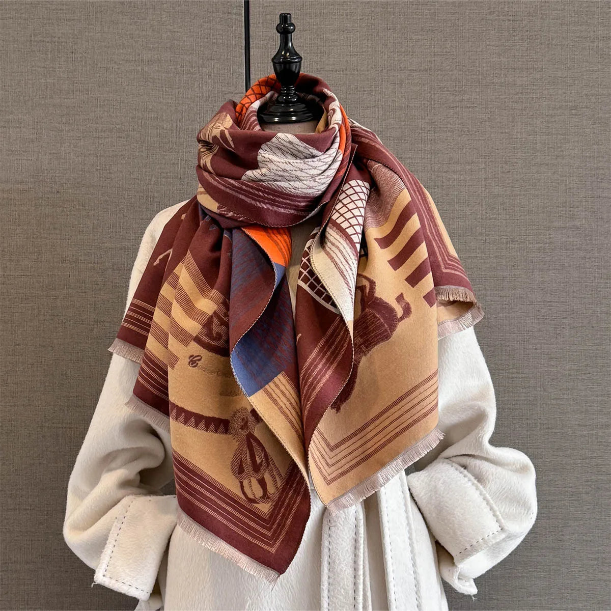 Ninon Pashmina Scarf Brown