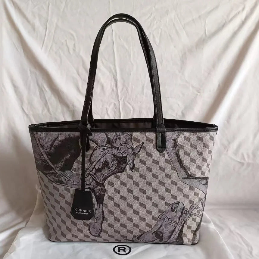 Lono Large Tote Bag with Horse Motif