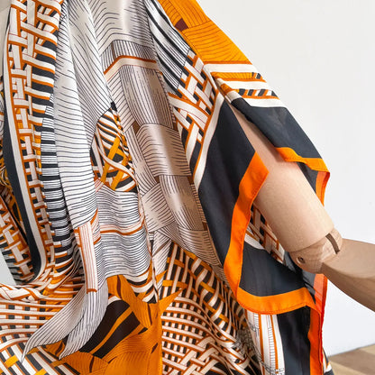 Orange Black Giada Kaftan Dress & Scarf Set