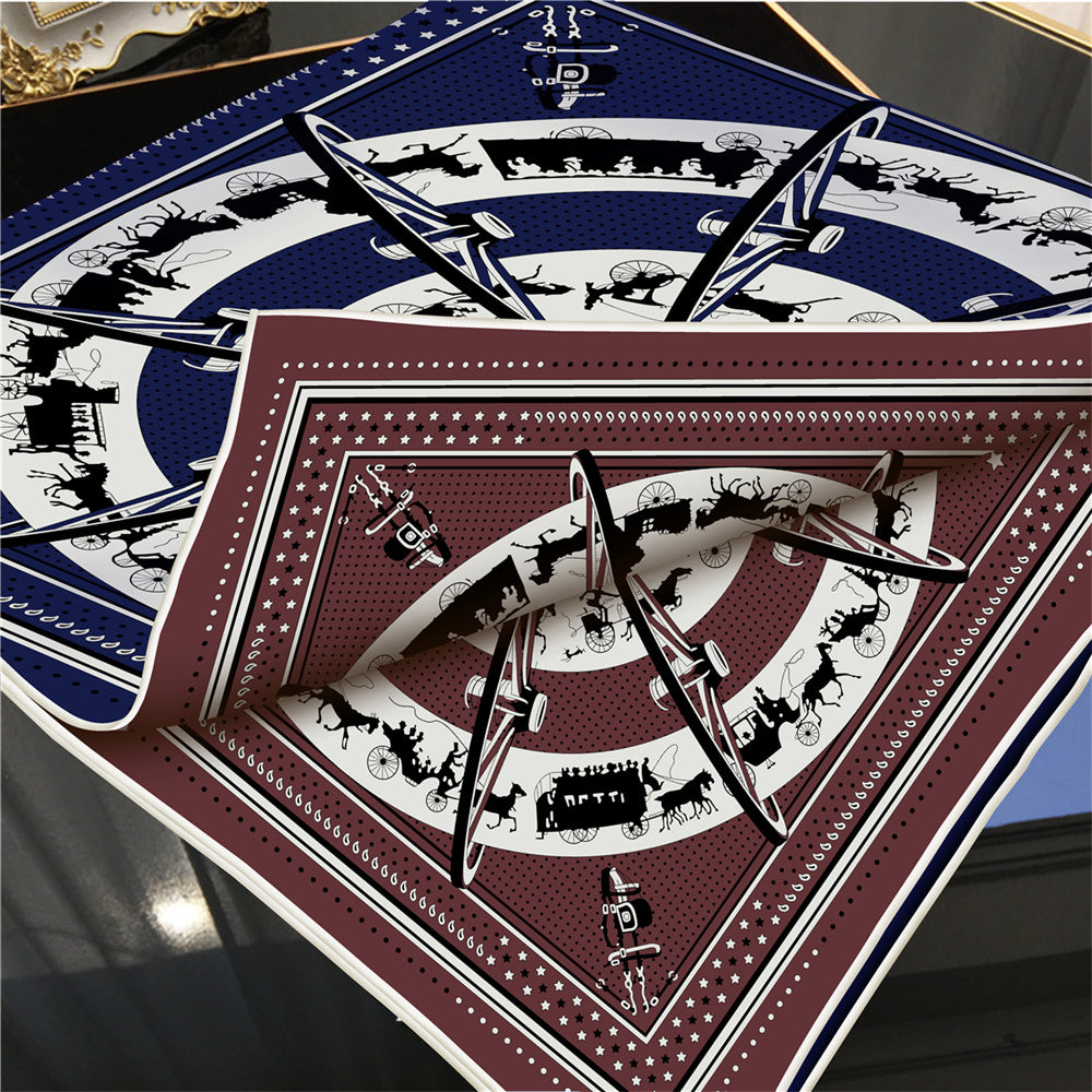 Carriage Circle Navy Double Print Scarf / 90cm